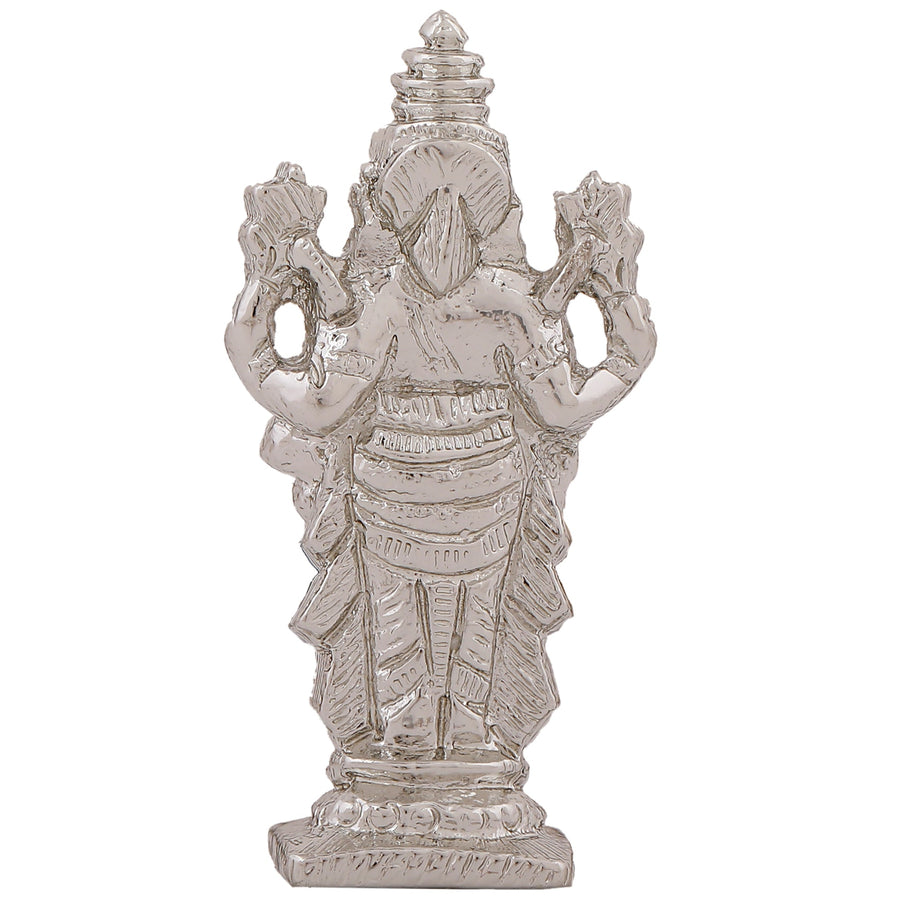 Estele Rhodium Plated Lord Tirupati Balaji Idol Showpiece for Pooja Mandir/ Home Decorative - Swadesiicart
