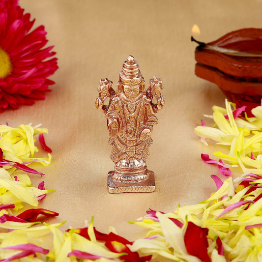 Estele Pink/ Rose Gold-Polished Lord Tirupati Balaji Idol Showpiece for Pooja Mandir/ Home Decorative - Swadesiicart