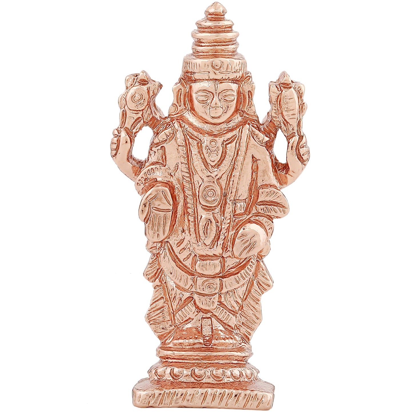 Estele Pink/ Rose Gold-Polished Lord Tirupati Balaji Idol Showpiece for Pooja Mandir/ Home Decorative - Swadesiicart