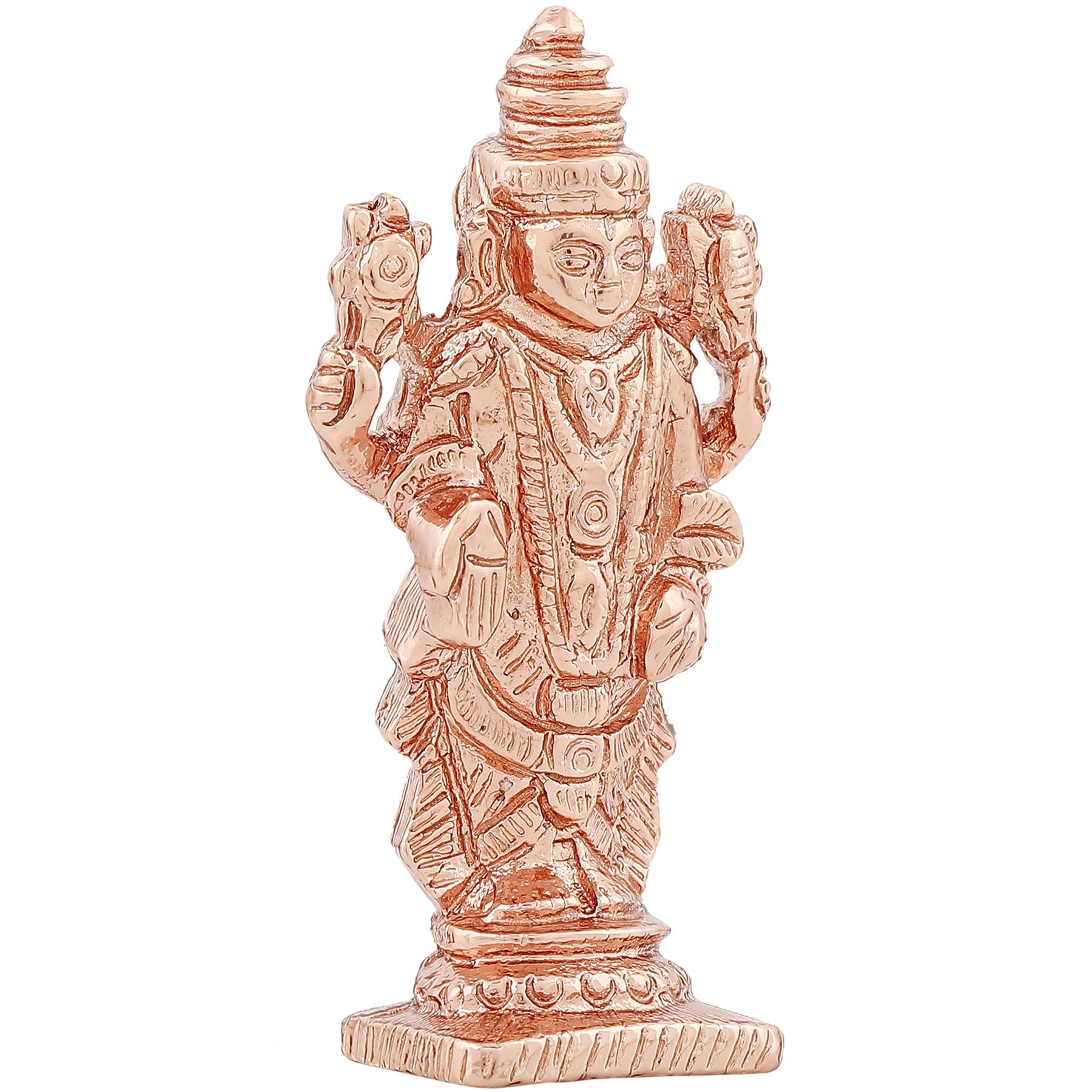 Estele Pink/ Rose Gold-Polished Lord Tirupati Balaji Idol Showpiece for Pooja Mandir/ Home Decorative - Swadesiicart