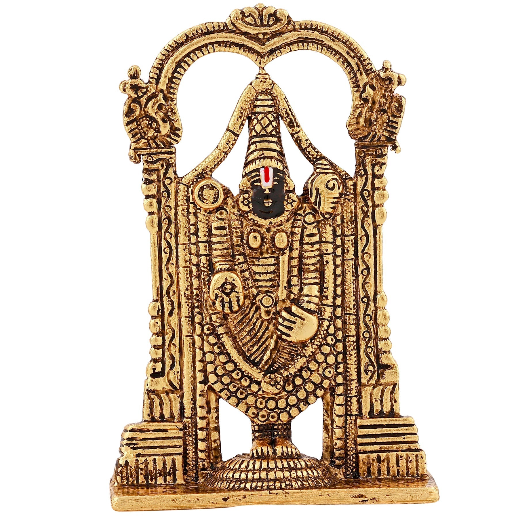 Estele Gold-Polished Lord Tirupati Balaji Idol Showpiece for Pooja Mandir/ Home Decorative - Swadesiicart