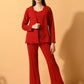Myshka Women's Red Solid Coat With Trousers - Swadesiicart