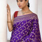 Joban Fashion Purple Crepe Chiffon Pure Handloom Banarasi Silk Saree | Swadesiicart