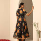 Pomcha Jaipur Black Gul Narangi Angrakha Set | Swadesiicart