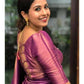 DEIANA'S Beautiful Designer Golden zari Soft Lichi Silk Saree - Majanta - Swadesiicart