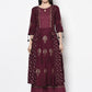 Aniyah Rayon Wine Color Block Print Anarkali Kurta (AN-172K)