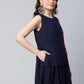 Ahalyaa Women Navy Blue Rayon Printed Tunic | Swadesiicart