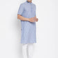 Even Apparels Blue Men's H/S Pure Cotton Kurta With Band Collar | Swadesiicart
