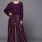 Ahalyaa Purple & Golden Printed Basic Jumpsuit - Swadesiicart