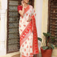 Shree Shyam Fashion White & Red Linen Cotton Saree
