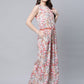 Ahalyaa Womens Pink Crepe Digital Print Floral Jumpsuit - Swadesiicart
