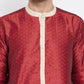 Even Apparels Red Art Silk Men's Kurta With Contrast Collar And Placket | Swadesiicart