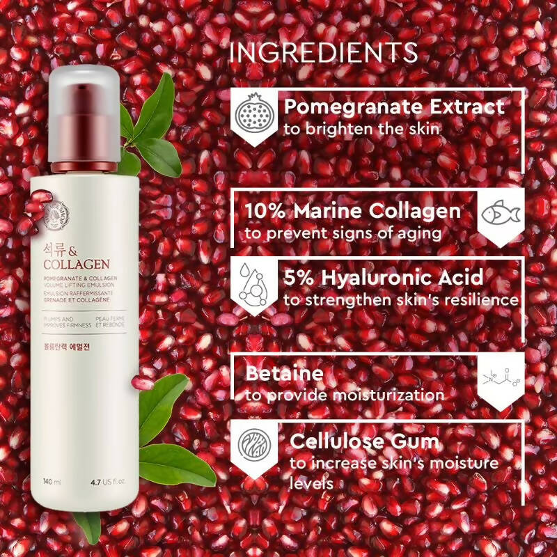 The Face Shop Pomegranate & Collagen Volume Lifting Emulsion - Korean Skincare | Swadesiicart