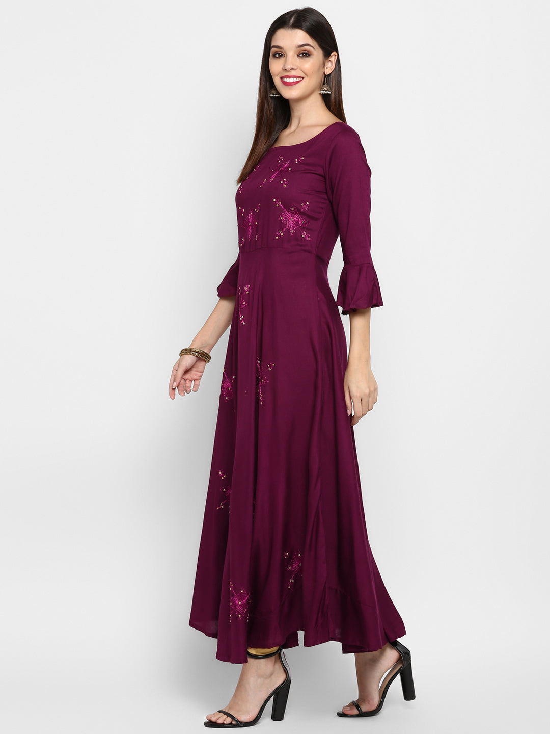 NOZ2TOZ Women Purple Rayon Kurta (1pc) - Swadesiicart