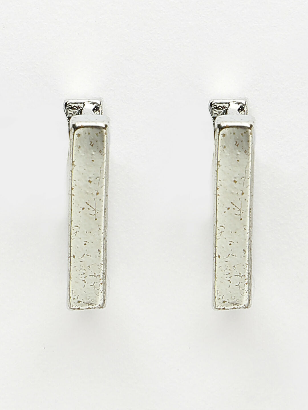 NVR Men's Silver-Plated Geometric Shape Stainless Steel Hoop Earrings - Swadesiicart