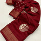 Maroon Cotton Crepe Batik Print Saree with Unstitched Blouse - Hiral Fashion | Swadesiicart