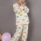 Breathables Kids Cotton Turtle Print Co-Ord Night Suit – White & Multi-Color