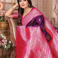 Joban Fashion Purple Banarasi Soft Silk Woven Saree | Swadesiicart