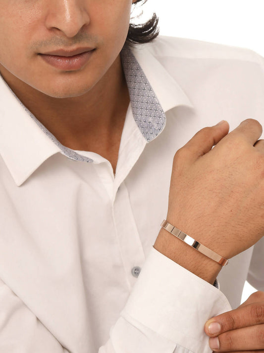 NVR Men's Rose Gold Metal Interlock Kada Bracelet - NR Retail-NVR