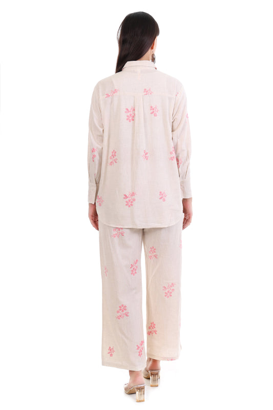 Jaitra Apparels Off White Embroidered Premium Pure Cotton Co-Ord Set For Women - Swadesiicart