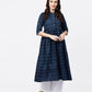 NOZ2TOZ Blue Printed Gathered A-Line Kurta With White Palazzo | Swadesiicart