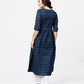 NOZ2TOZ Blue Printed Gathered A-Line Kurta With White Palazzo | Swadesiicart