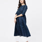 NOZ2TOZ Blue Printed Gathered A-Line Kurta With White Palazzo | Swadesiicart