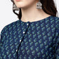 NOZ2TOZ Blue Printed Gathered A-Line Kurta With White Palazzo | Swadesiicart