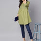 NOZ2TOZ Green Printed 3/4Th Sleeve Cotton A-Line Kurta | Swadesiicart