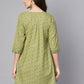 NOZ2TOZ Green Printed 3/4Th Sleeve Cotton A-Line Kurta | Swadesiicart