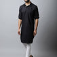 Even Apparels Black Color Linen Solid Men's Kurta With Shirt Collar (LN761) | Swadesiicart