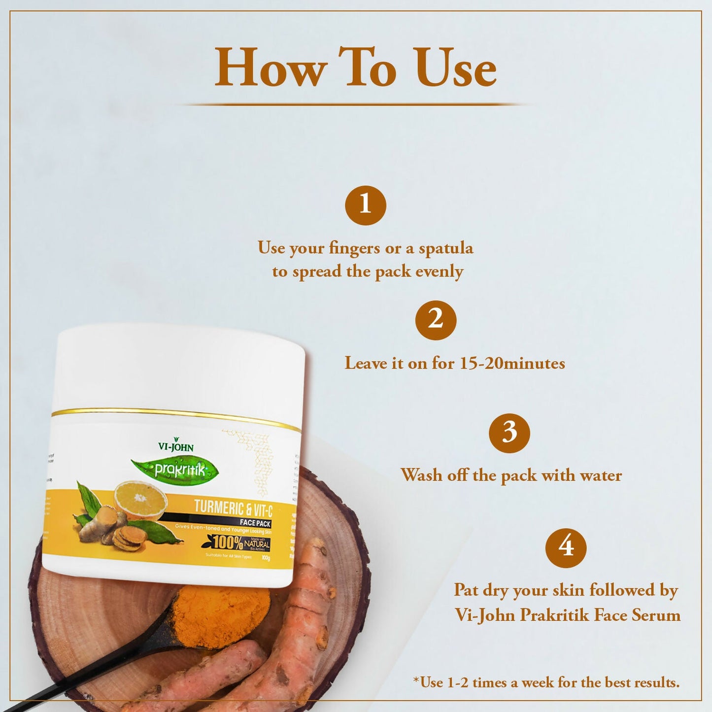 VI-JOHN Prakritik Vitamin C & Turmeric Face Pack Fades Dark Spots, 100% Natural Bio Actives | Swadesiicart
