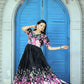 Jyoti Fashion Women's Black Floral Digital Printed Chinon Anarkali Dress | Swadesiicart