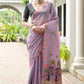 Vishnu Weaves Women's Lavender Muga Cotton Thread Weaving Saree with Blouse - Swadesiicart