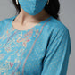 Juniper Women Skyblue Rayon Slub Polka Print Peplum Tunic | Swadesiicart