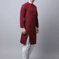 Even Apparels Maroon Pure Cotton Sherwani Men's Kurta With Asymetrical Cut | Swadesiicart