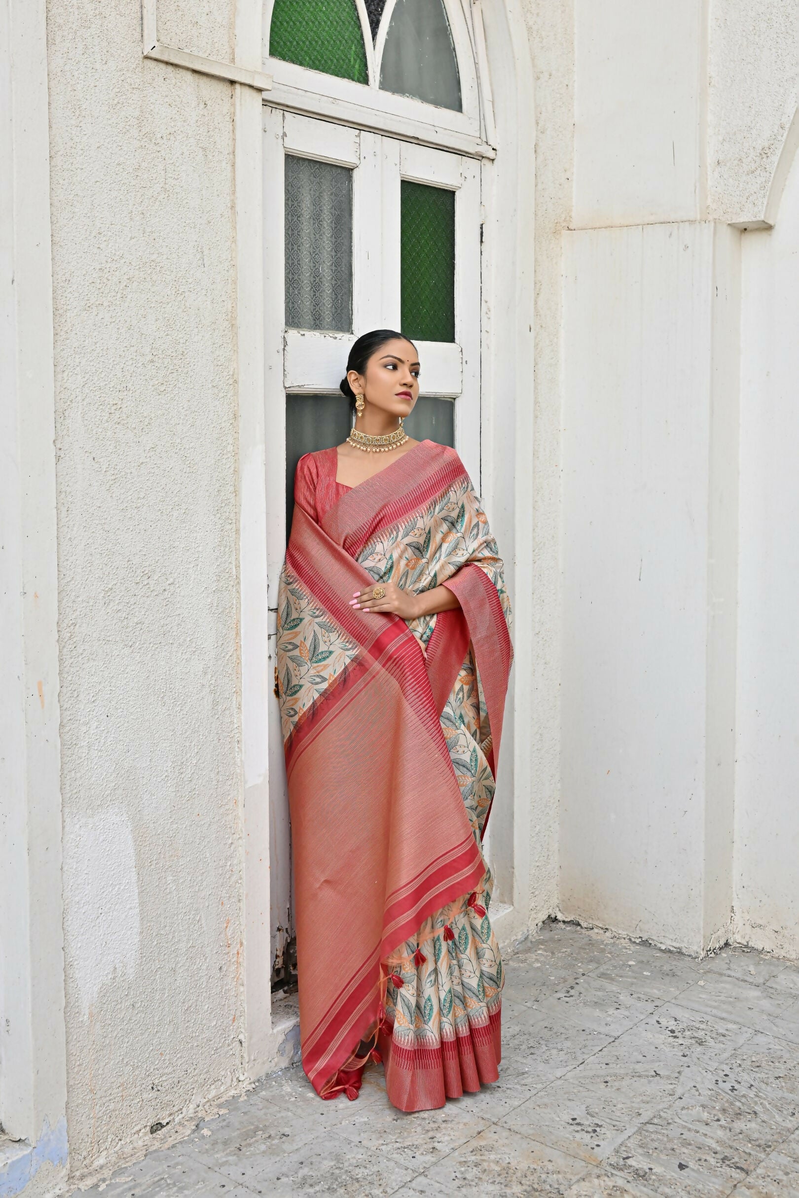 Vishnu Weaves Women's Pista Banarasi Silk Saree with Blouse - Swadesiicart