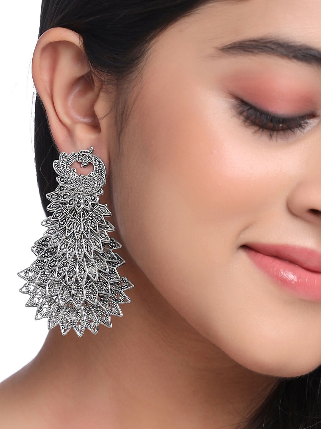 NVR Women Silver Toned Contemporary Drop Earrings | Swadesiicart