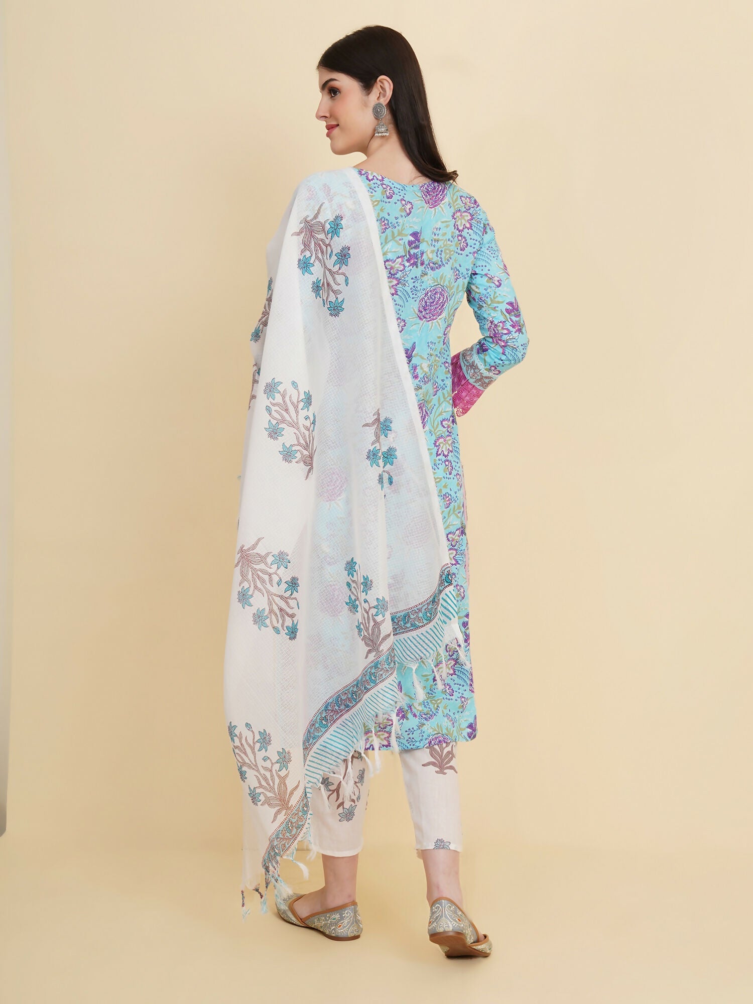 Designer Stylish skyblue Cotton Stitched Suit With Dupatta - Tanisha | Swadesiicart