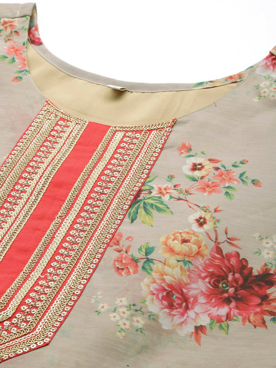 Ahalyaa Women's Traditional wear Kurta Set - Tan | Swadesiicart