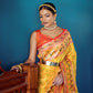 Vishnu Weaves Women's Yellow Patola Banarasi Silk Meenakari Zari Woven Saree with Blouse - Swadesiicart