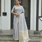 Vishnu Weaves Women's Grey Premium Tussar Silk Saree with Blouse - Swadesiicart