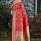 DEIANA'S Beautiful Designer Golden zari Soft Lichi Silk Saree - Red - Swadesiicart