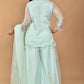 Morchari Women And Hand Embroidery Palazzo Set-Sea Green - Swadesiicart