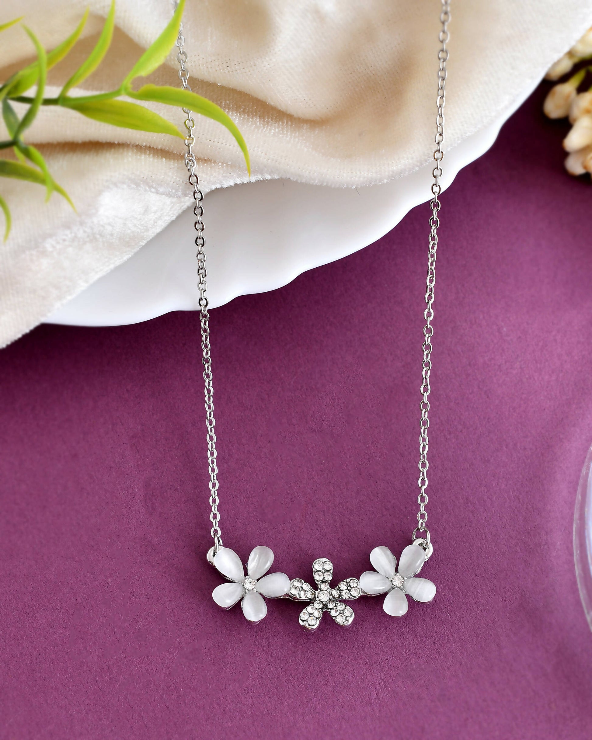 VOJ Women Beads Stainless Steel Sliver-Plated Chain with Star-Shape Pendant - Swadesiicart