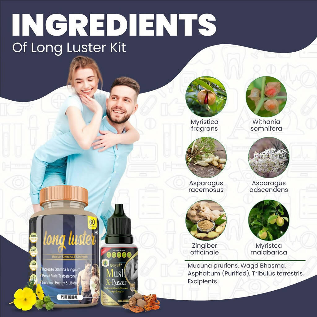 Divya Shree Long Luster Capsule & Musli X-Power Oil Combo - Swadesiicart