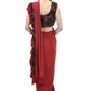 All Season Wear Olive Red And Black Ruffled Ready To Wear Saree