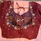 Kia Fashions Maroon Cotton Silk Hand Embroidered Readymade Blouse - Swadesiicart
