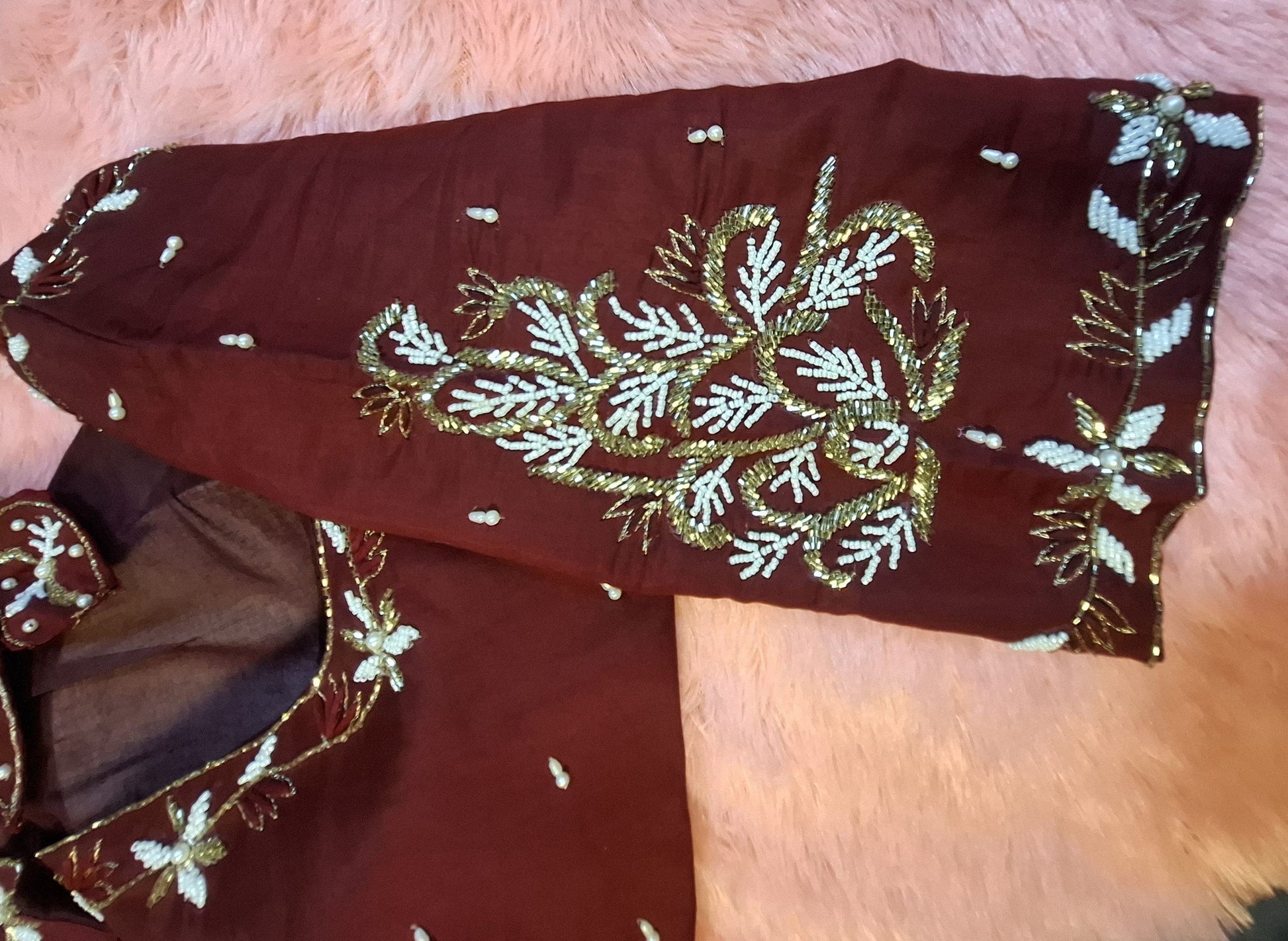 Kia Fashions Maroon Cotton Silk Hand Embroidered Readymade Blouse - Swadesiicart