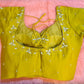Kia Fashions Mustard Yellow Cotton Silk Hand Embroidered Readymade Blouse - Swadesiicart